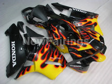 Cargar imagen en el visor de la galería, Black and Yellow Red Flame - CBR600RR 03-04 Fairing Kit -