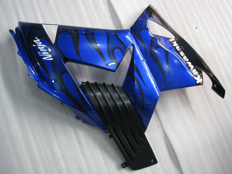 Blue and Black Flame - NINJA ZX-14R 06-11 Fairing Kit