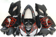 Cargar imagen en el visor de la galería, Black and Red Flame - NINJA ZX-6R 05-06 Fairing Kit