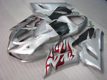 Cargar imagen en el visor de la galería, Silver and Red Flame - NINJA ZX-6R 05-06 Fairing Kit