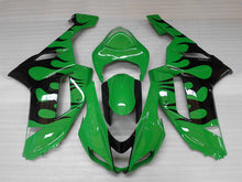 Cargar imagen en el visor de la galería, Green and Black Flame - NINJA ZX-6R 07-08 Fairing Kit