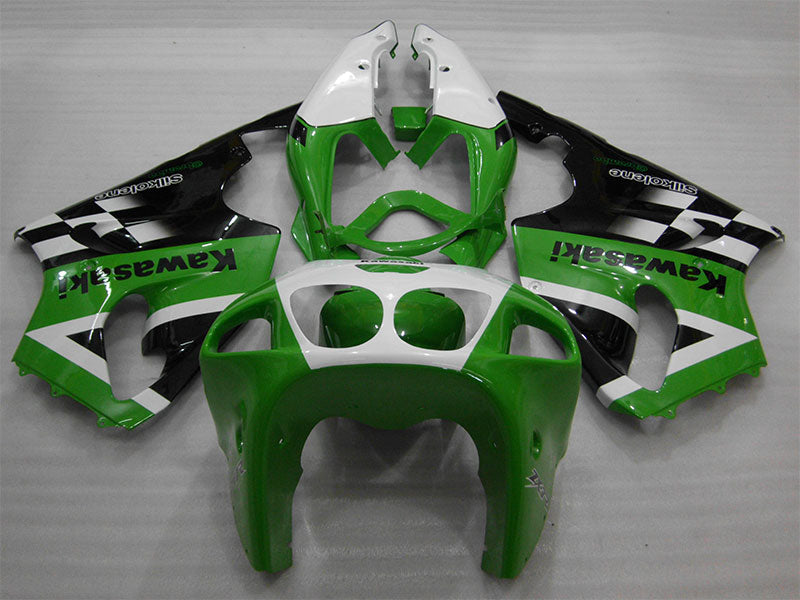Green and White Black Factory Style - NINJA ZX-7R 96-03 Fairing Kit