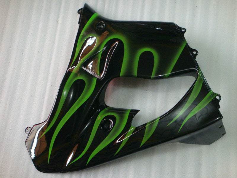 Black with Green Flame - NINJA ZX-9R 00-01 Fairing Kit