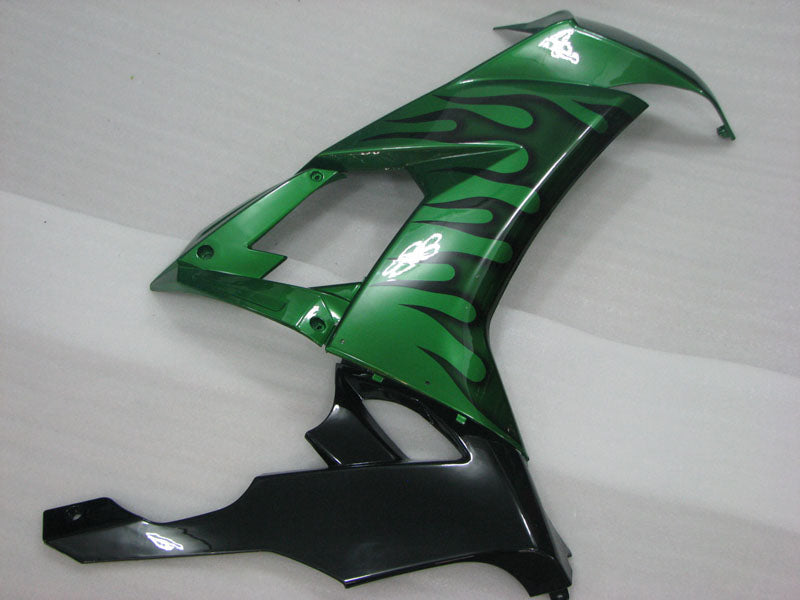 Green and Black Flame - NINJA ZX-10R 08-10 Fairing Kit